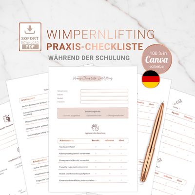 Praxis-Checkliste Lashlifting / Canva Vorlage (100 % editierbar) Praxis-Checkliste Lashlifting / Canva Vorlage (100 % editierbar)