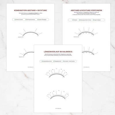 Wimpernverlängerung Training | Abstand, Richtungswechsel & Längenverlauf | Übungsbogen PDF