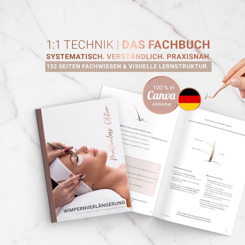 Canva Premium Edition | Fachbuch 1:1 Technik Wimpernverlängerung | Editierbar | Eigenes Branding