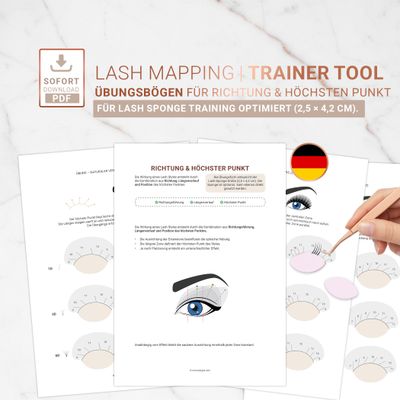 Lash Mapping Trainer Tool | Übungsbögen: Richtungsführung & höchsten Punkt | 4 Seiten PDF Lash Mapping Trainer Tool | Übungsbögen: Richtungsführung & höchsten Punkt | 4 Seiten PDF