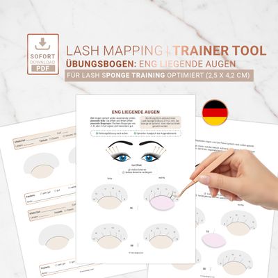 Lash Mapping Trainer Tool | Übungsbögen: eng liegender Augen | 3 Seiten PDF Lash Mapping Trainer Tool | Übungsbögen: eng liegender Augen | 3 Seiten PDF