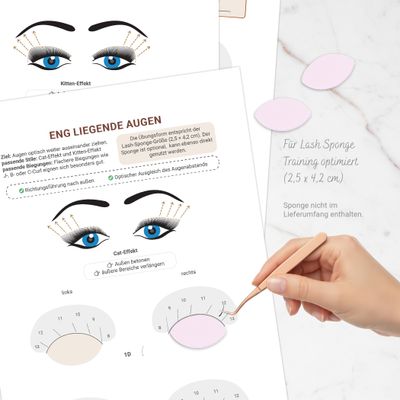 Lash Mapping Trainer Tool | Übungsbögen: eng liegender Augen | 3 Seiten PDF