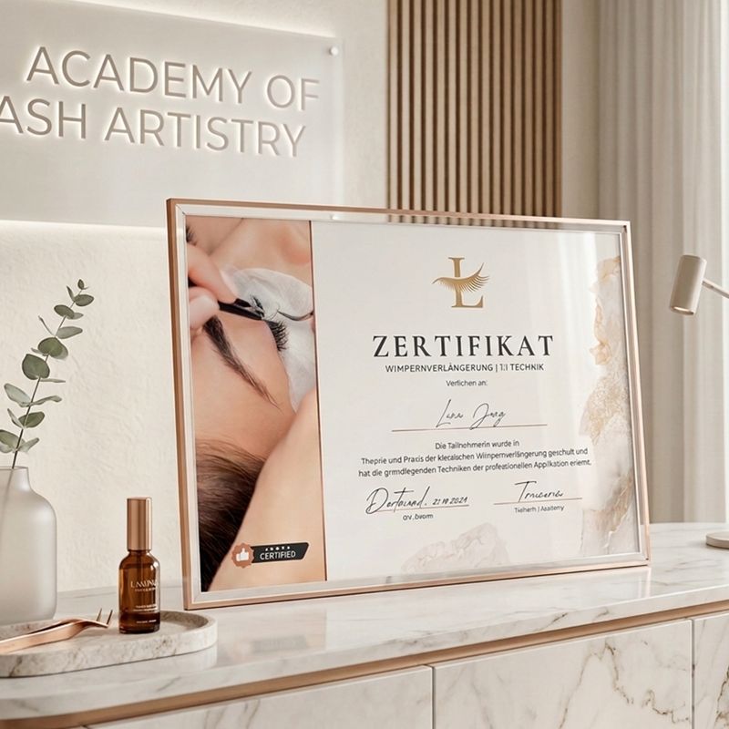 Zertifikat Vorlage | Wimpernverlängerung 1:1 Technik | mit Foto