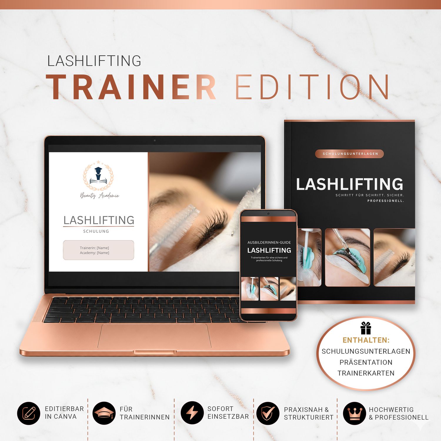 Lashlifting Trainer Edition: Schulungsbuch, Präsentation &amp; Trainerkarten