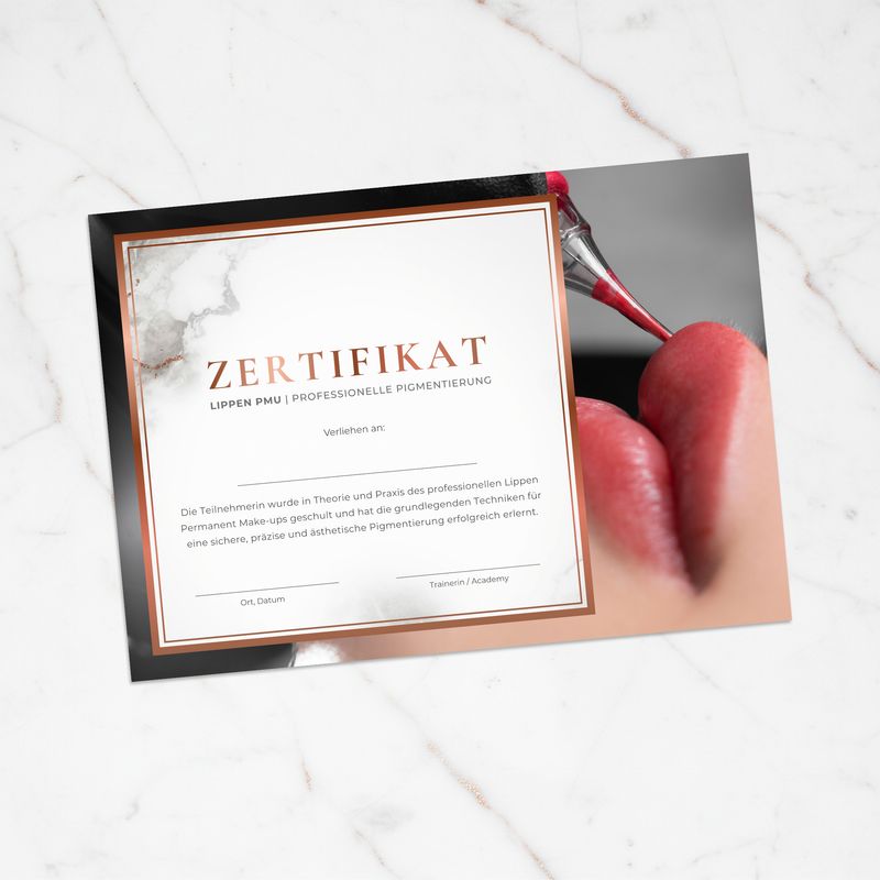 Lippen PMU Zertifikat Vorlage | Lip Blush & professionelle Pigmentierung