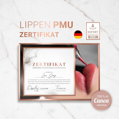 Lippen PMU Zertifikat Vorlage | Lip Blush & professionelle Pigmentierung Lippen PMU Zertifikat Vorlage | Lip Blush & professionelle Pigmentierung