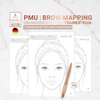 PMU Brow Mapping Übungsblätter Set 02 PMU Brow Mapping Übungsblätter Set 02