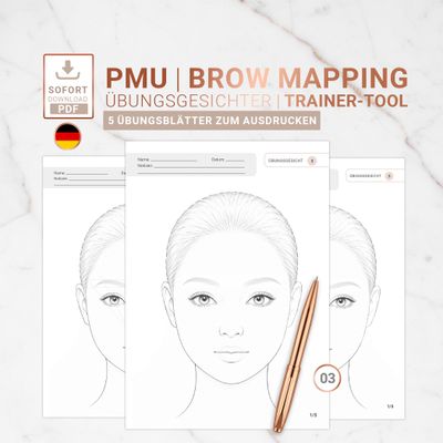 PMU Brow Mapping Übungsblätter Set 03 PMU Brow Mapping Übungsblätter Set 03