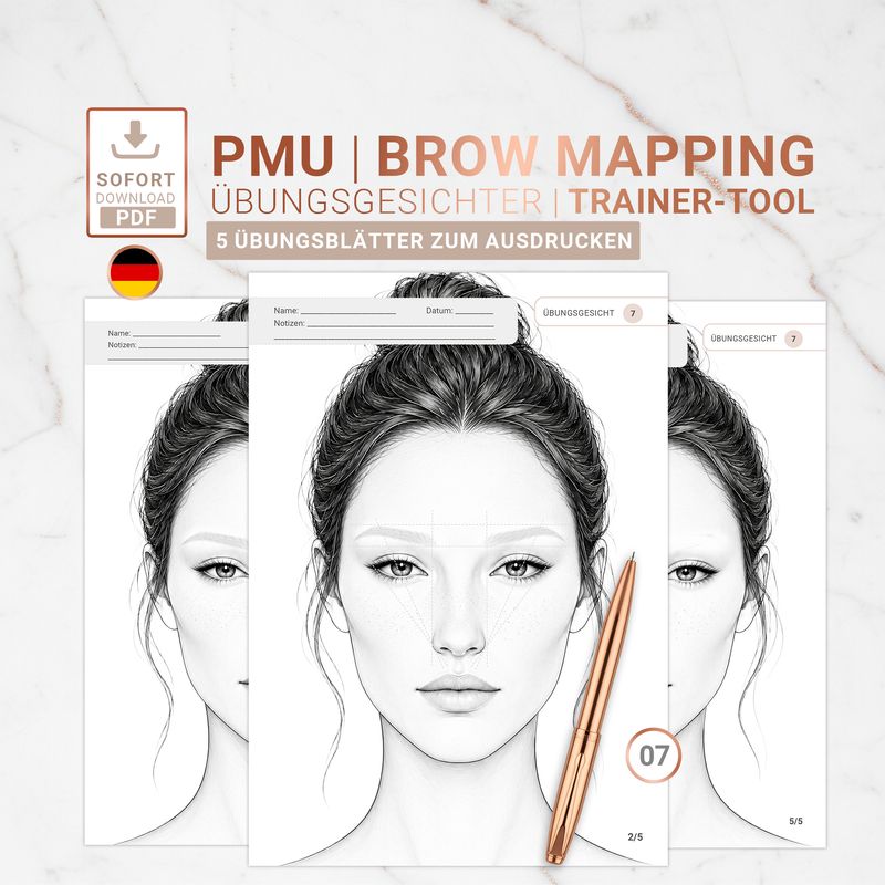 PMU Brow Mapping Übungsblätter Set 07 PMU Brow Mapping Übungsblätter Set 07