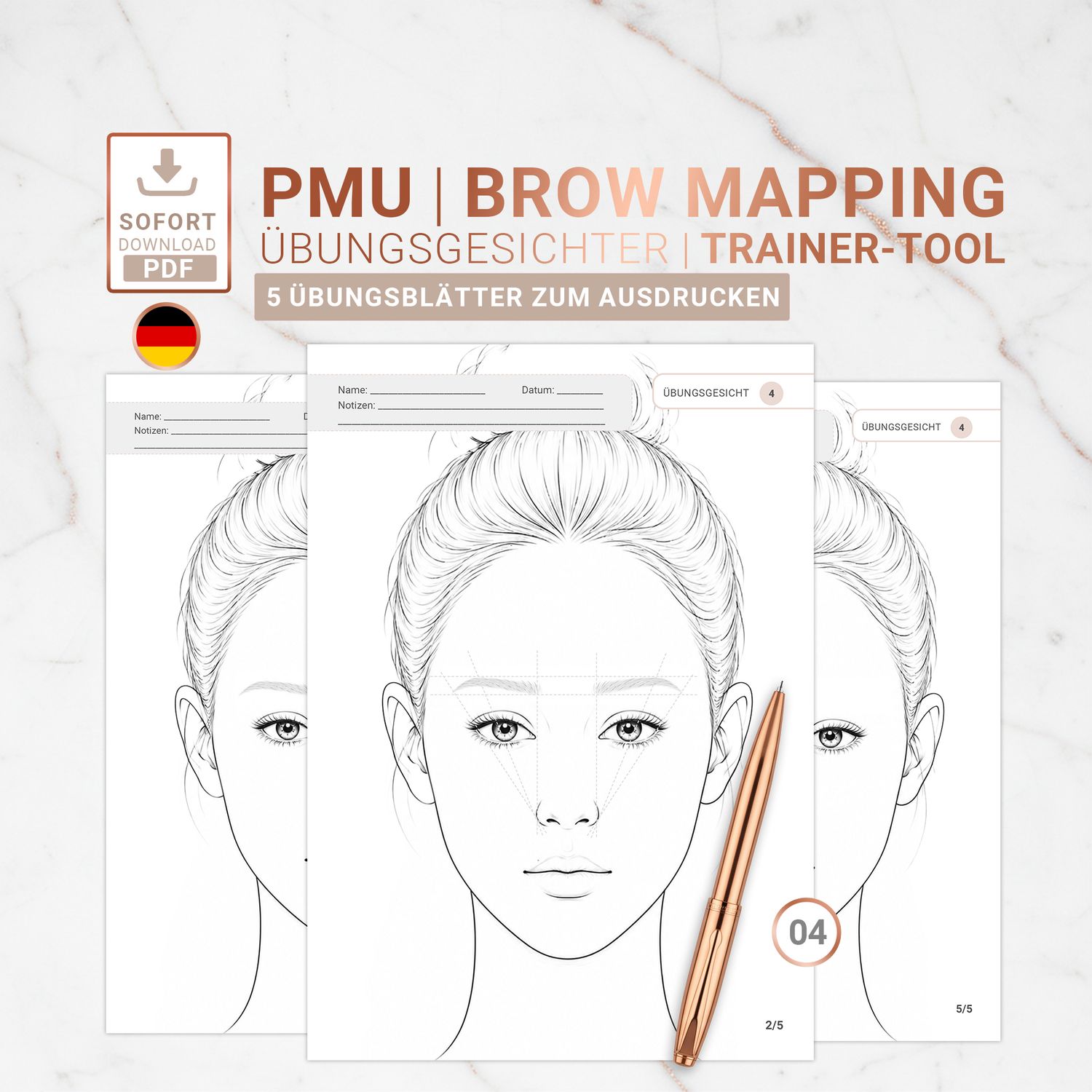 PMU Brow Mapping Übungsblätter Set 04