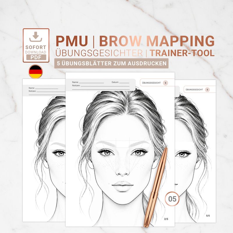 PMU Brow Mapping Übungsblätter Set 05 PMU Brow Mapping Übungsblätter Set 05