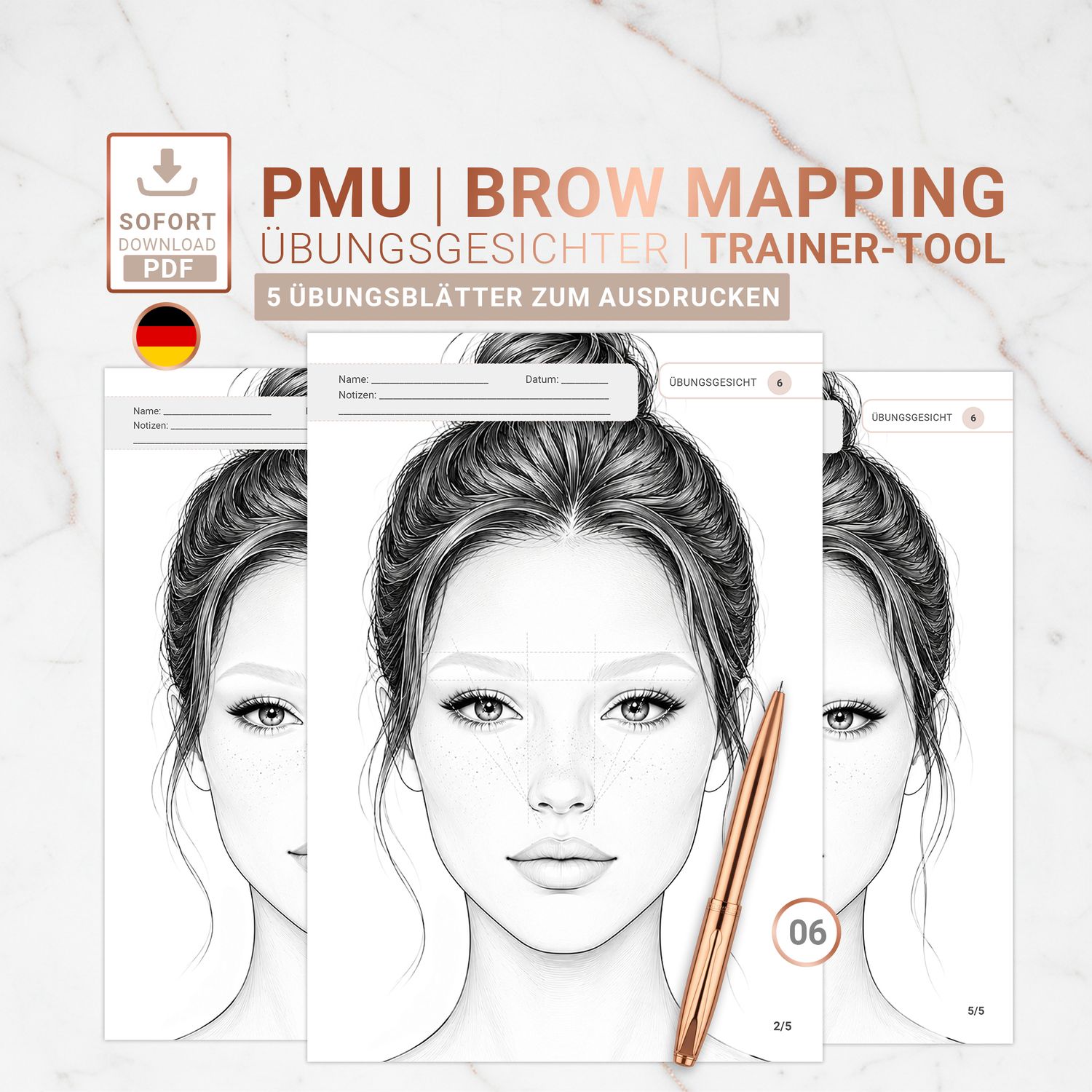 PMU Brow Mapping Übungsblätter Set 06