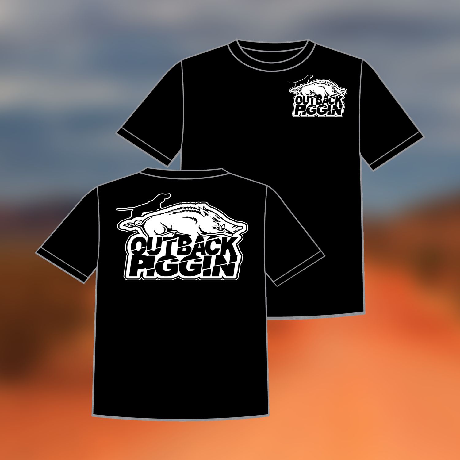 Outback Piggin Tee Black with White