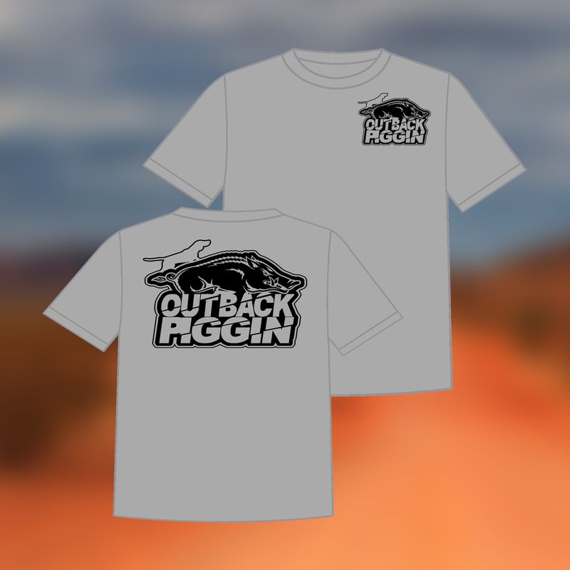 Outback Piggin Tee- Grey with Black