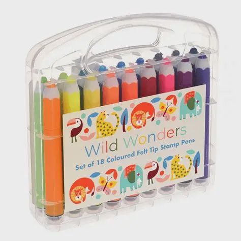 Wild Wonders Set of 18 Felt Tip Stamp Pen