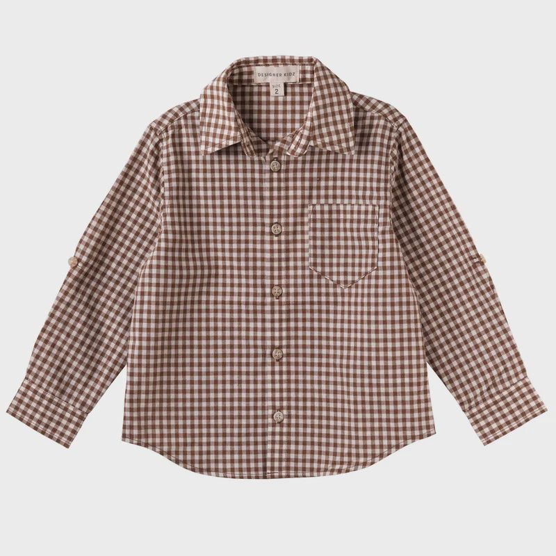 OLiver L/S Button Shirt-Choc Gingham