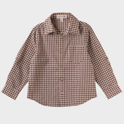 OLiver L/S Button Shirt-Choc Gingham