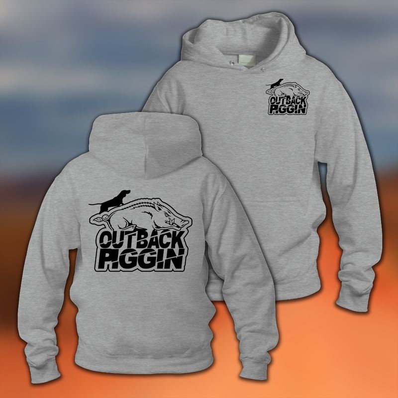 Outback Piggin Hoodie- Grey Marle