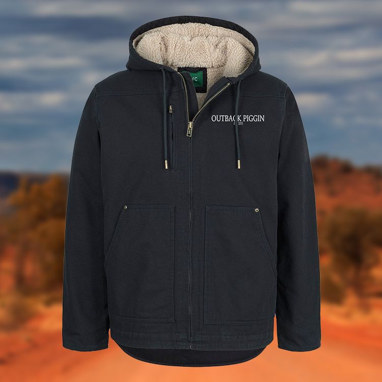 Outback Piggin Hooded Barn Jacket-BLACK, Size: XS