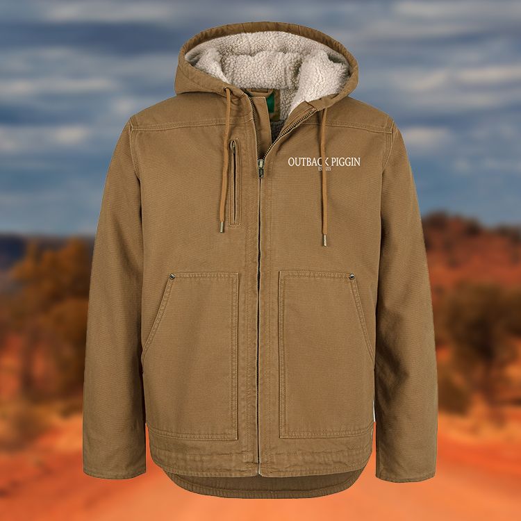 Outback Piggin Hooded Barn Jacket CAMEL, Size: XS