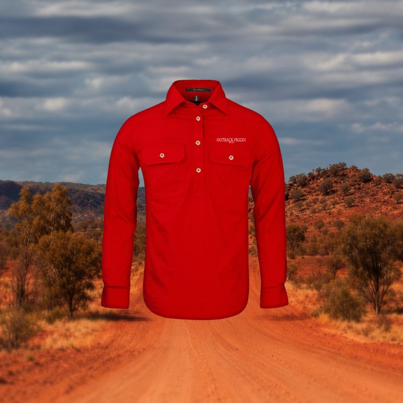Outback Piggin Womens 1/4 button shirt-EST logo
