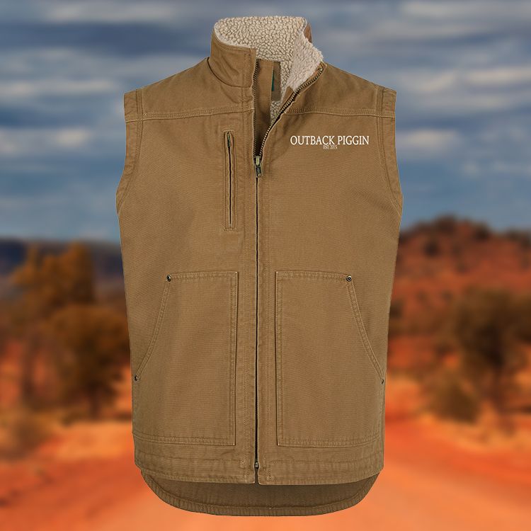 Outback Piggin Barn Vest Camel, Size: XS