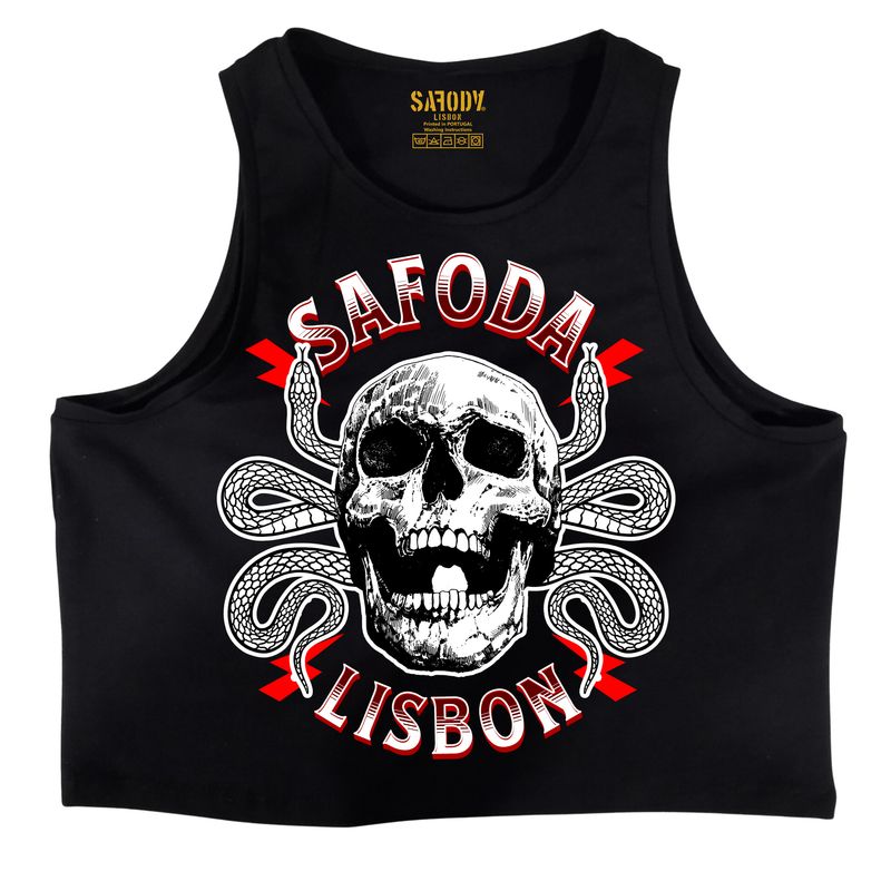 SKULL N SNAKES LADY CROP TOP BK