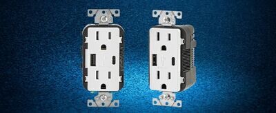 Four (4) Leviton 6A/30W USB Charging Outlets for Phones, Tablets and Laptops