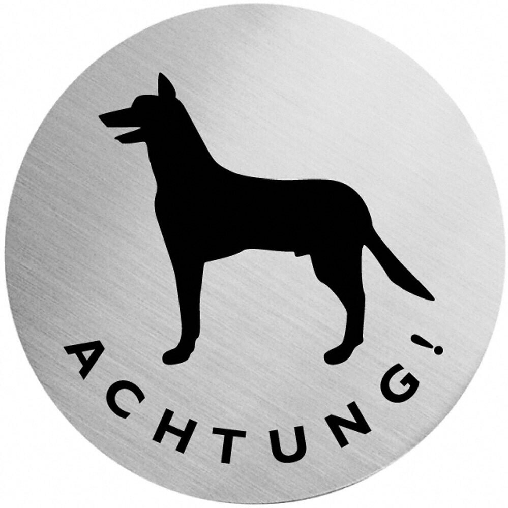 Türschild aus Edelstahl / Vorsicht Hund 