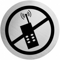 Türschild aus Edelstahl / Kein Handy benutzen 