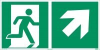 Rettungsweg-Schild rechts aufwärts 300 x 150 mm