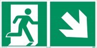 Rettungsweg-Schild rechts abwärts 300 x 150 mm