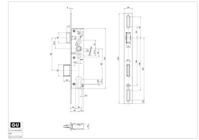 BKS-Rohrrahmenschloss Nr. B 1314 / 92mm / 10 mm / Edelstahl-Flach-Stulp 270 x 24 x 3 mm