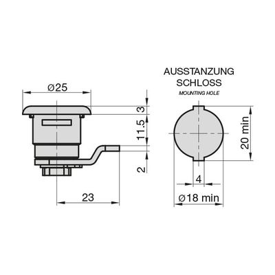 Hebelzylinder für RENZ-Briefkästen (ab 1980) / mit Klammer / inkl. je 2 Schlüssel / verschiedenschl.