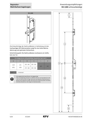 Stulpgarnitur für KFV-Reparaturverschluss RB1300SG Nr. RB1300 / Flachstulp 16, 20, 24 x 2,5 mm / Niro
