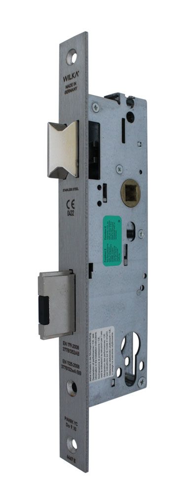 Rohrrahmenschloss mit Nirosta-Stulp 245x24x3 mm / Entfernung 92 mm / mit Panikfunktion &quot;E&quot;