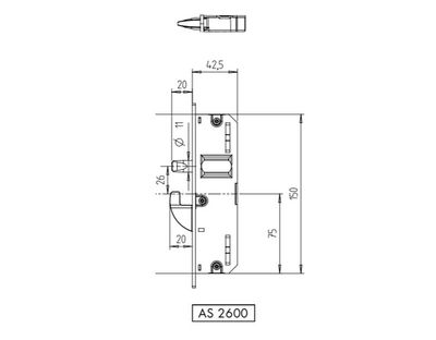 Zusatz-Nebenschloss für KFV-Mehrfachverriegelung mit 11mm Rundbolzen u. 8mm Schwenkhaken