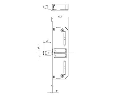 Zusatz-Nebenschloss für KFV-Mehrfachverriegelung mit 11 mm Rund-Bolzen (für Serie AS 2300)