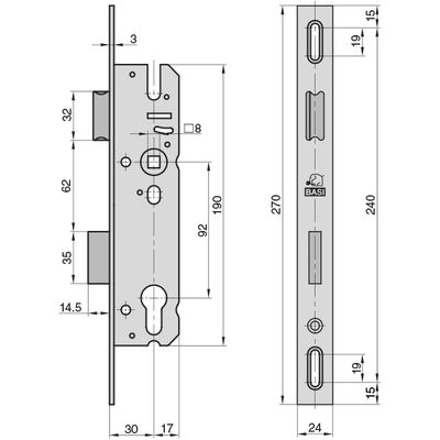 PZW Einsteck-Rohrrahmenschloss