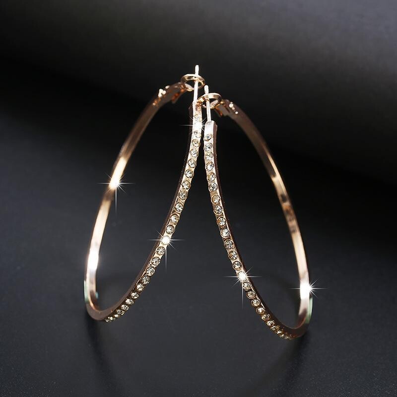 Rhinestoneencrusted Alloy Big Hoop Earrings