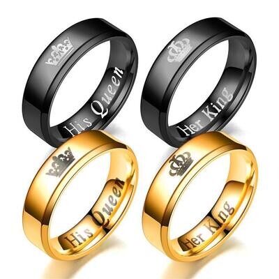 Couple Beveled Crown Ring