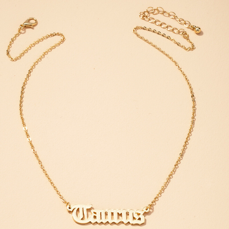 Simple Twelve Constellation Letter Pendant Necklace