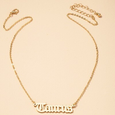 Simple Twelve Constellation Letter Pendant Necklace