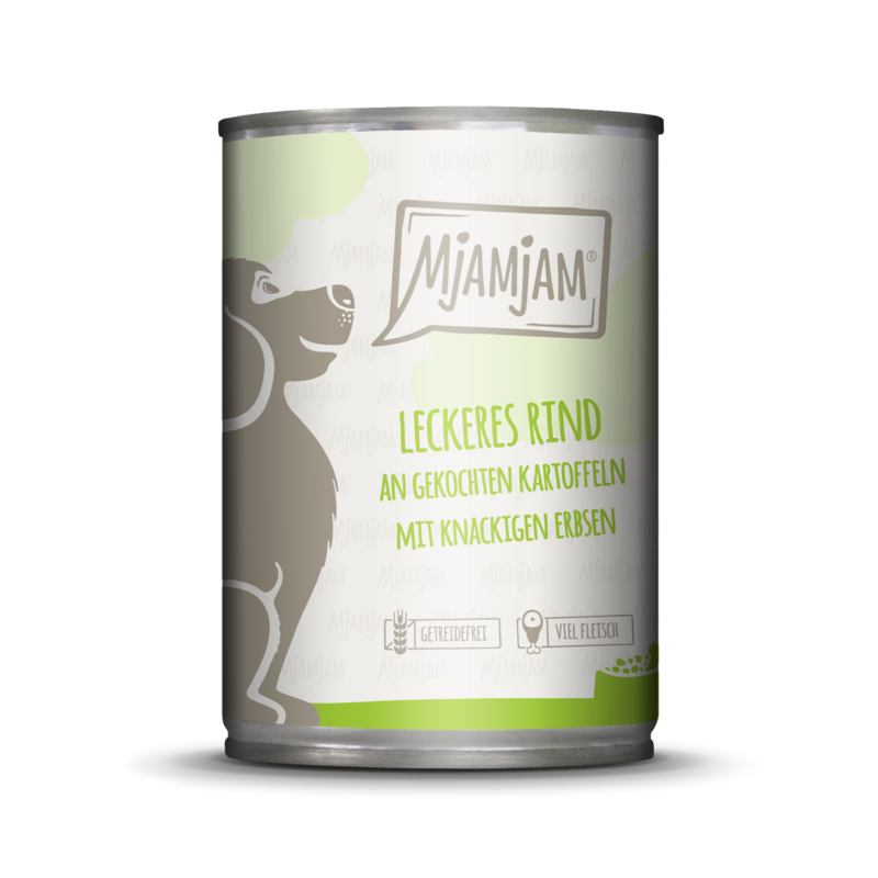 MjAMjAM - Leckeres Rind an gekochten Kartoffeln mit knackigen Erbsen 🐶 400 g MjAMjAM - Leckeres Rind an gekochten Kartoffeln mit knackigen Erbsen 🐶 400 g