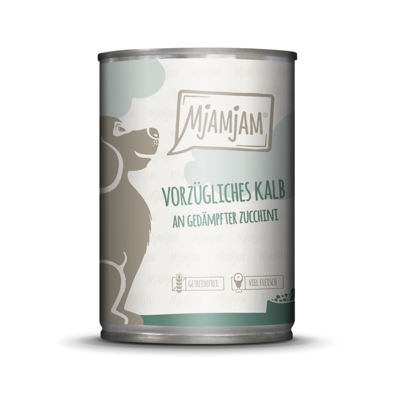 MjAMjAM – Vorzügliches Kalb an gedämpfter Zucchini 🐶 400 g MjAMjAM – Vorzügliches Kalb an gedämpfter Zucchini 🐶 400 g