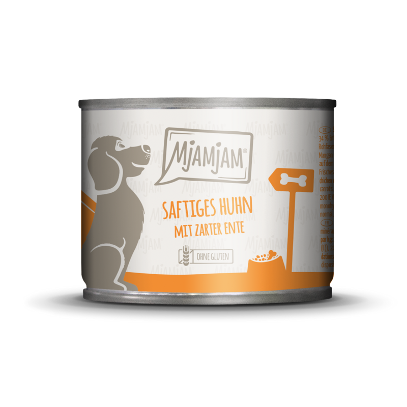 MjAMjAM - Saftiges Huhn mit zarter Ente an Möhrchen und gekochter Hirse 🐶 200 g MjAMjAM - Saftiges Huhn mit zarter Ente an Möhrchen und gekochter Hirse 🐶 200 g