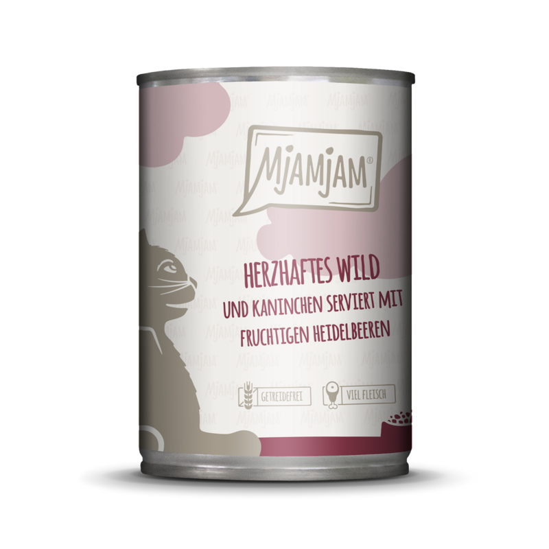 MjAMjAM – Herzhaftes Wild & Kaninchen mit fruchtigen Heidelbeeren 🐱 400 g MjAMjAM – Herzhaftes Wild & Kaninchen mit fruchtigen Heidelbeeren 🐱 400 g