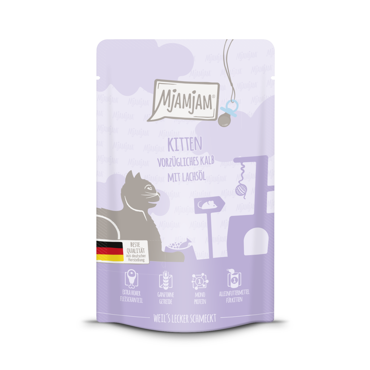 MjAMjAM - Quetschie ? Mahlzeit für Kitten, vorzügliches Kalb mit Lachsöl ? 125 g