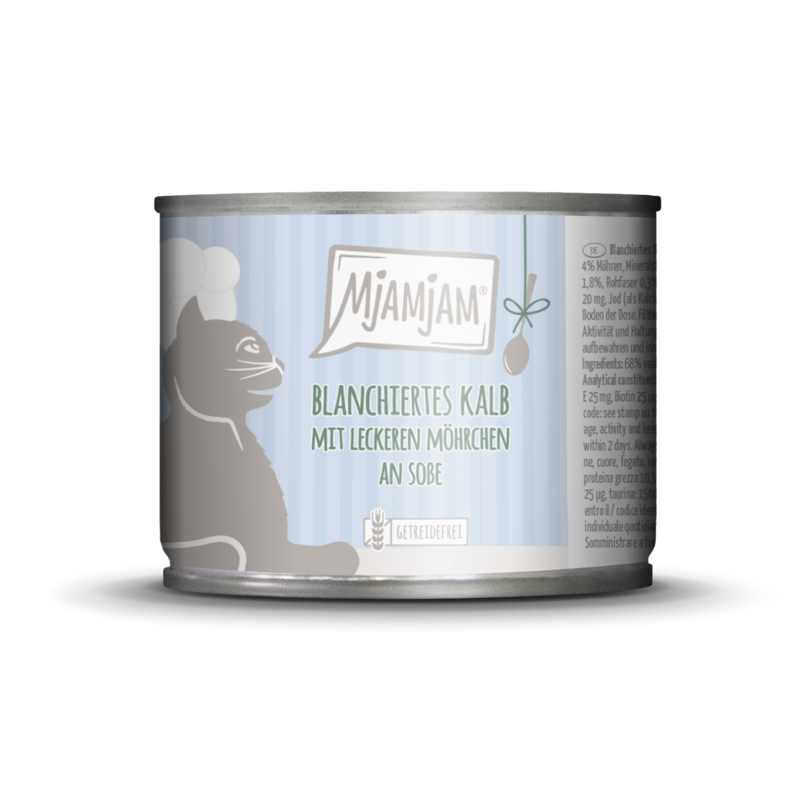 MjAMjAM – Blanchiertes Kalb mit leckeren Möhrchen an Soße 🐱 185 g MjAMjAM – Blanchiertes Kalb mit leckeren Möhrchen an Soße 🐱 185 g