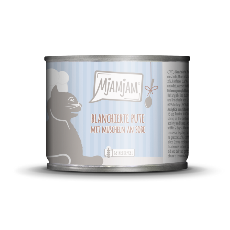 MjAMjAM – Blanchierte Pute mit Muscheln an Soße 🐱 185 g MjAMjAM – Blanchierte Pute mit Muscheln an Soße 🐱 185 g